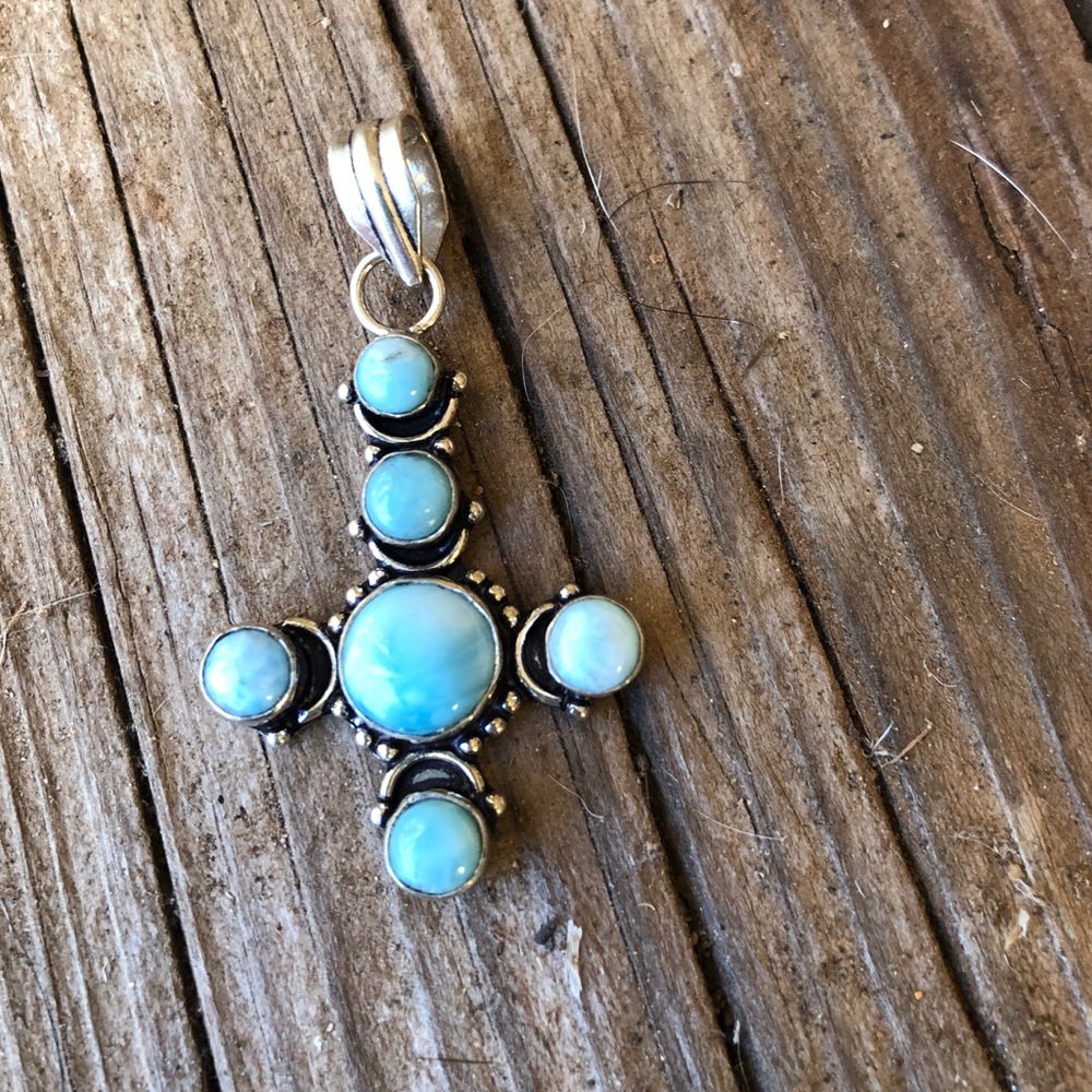 Handmade genuine Larimar pendant